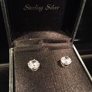 Cubic Zirconia Set in sterling Silver Earrings